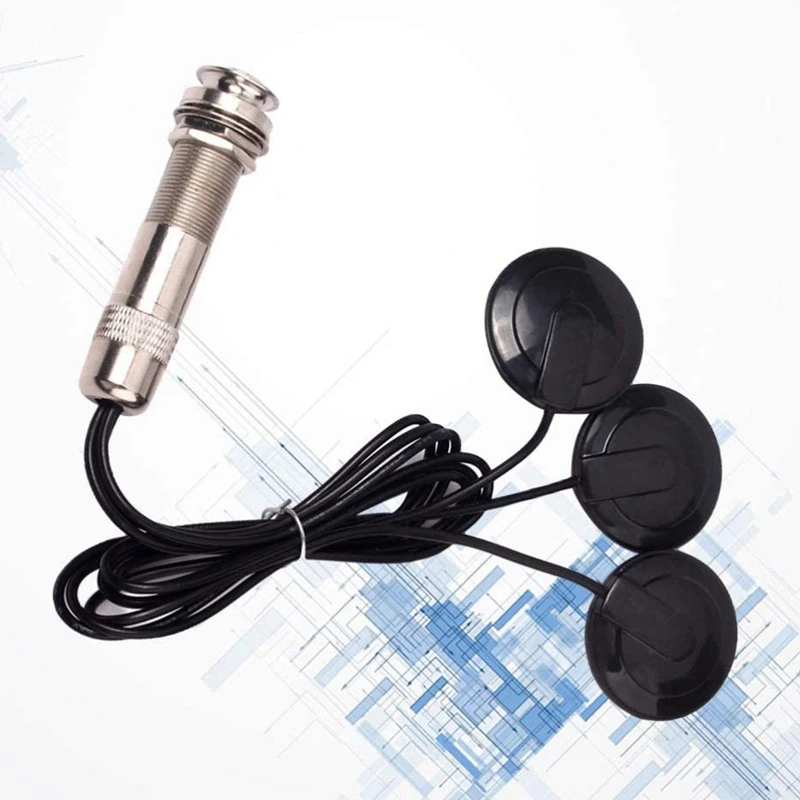 Guitar Pickup Piezo Contact Microphone Pickup 3 Transducer Pickup System For Acoustic 6.35Mm Jack (Black)