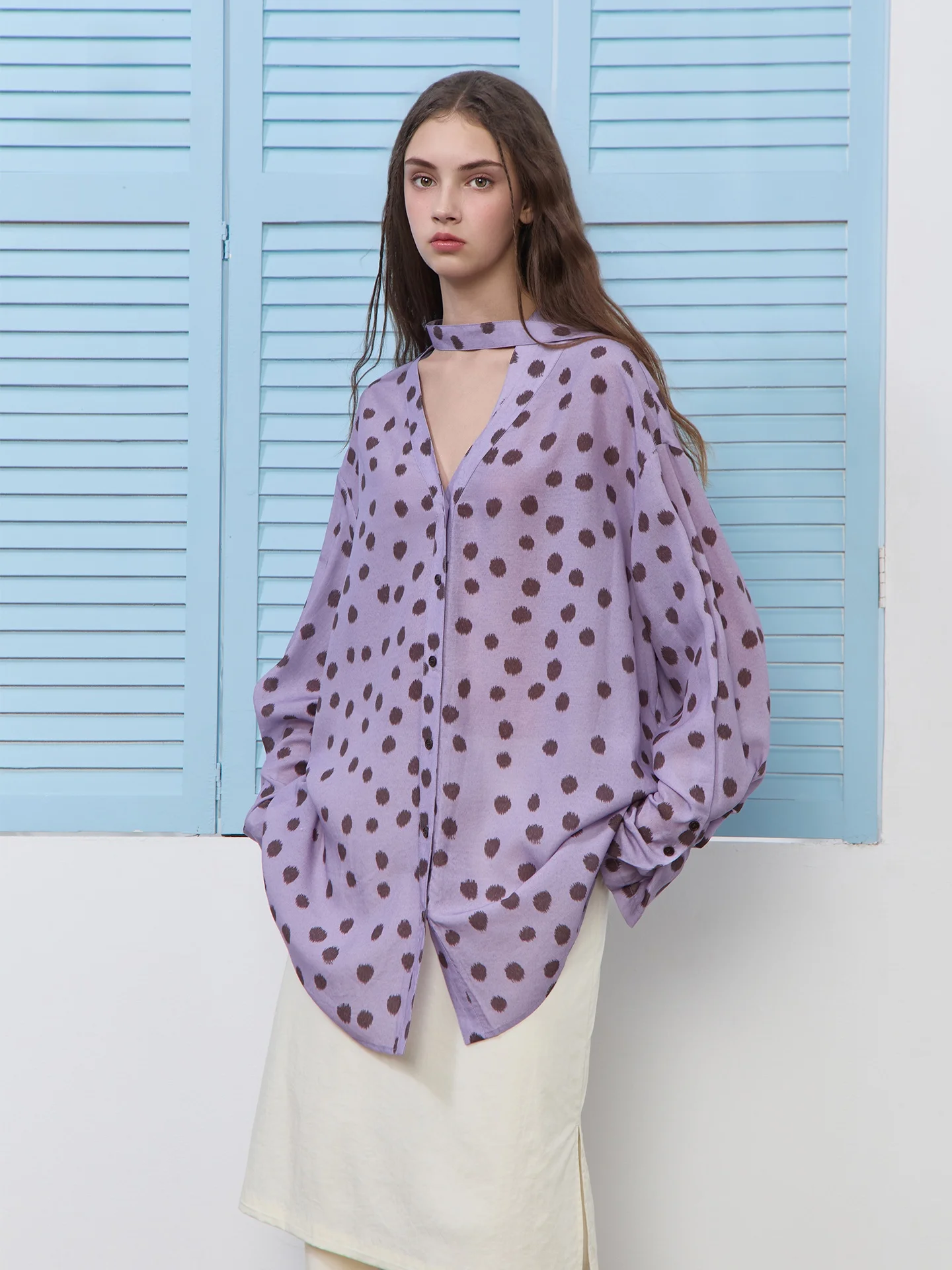 

Женская блузка BobbyBey Spring Fog Polka Dot из шелка с леопардовым принтом, свободного кроя, с длинными рукавами, Ciwalk