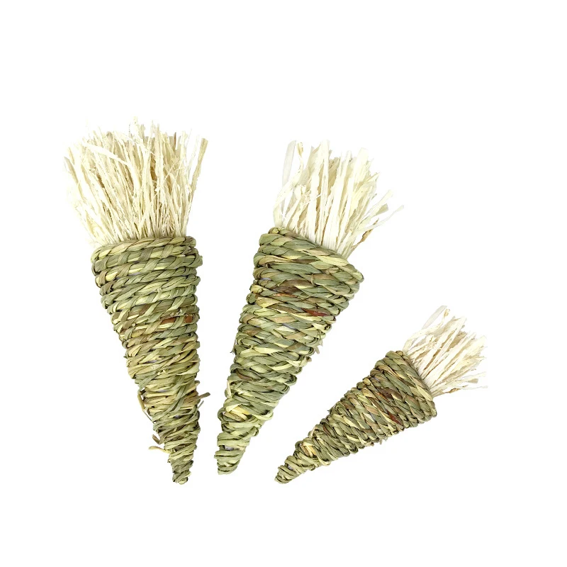 Hand-woven Pet Chew Toy Water Grass Carrot Rabbit Toy Molars Relieve Boredom Guinea Pig Chinchilla Chewing Grass Toys D9130