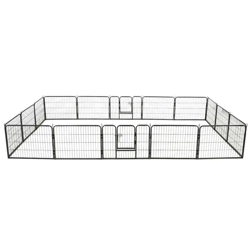 16-Panel Dog Playpen - Steel Puppy Fence 31.5x23.6 inches - Durable Black Pet  Enclosure