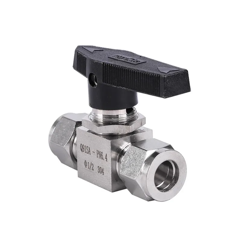304 Stainless Steel Compression Straight Ball Valve Tube OD 1/8'' 1/4'' 3/8'' 1/2'' 3 4 6 8 10 12mm SS304