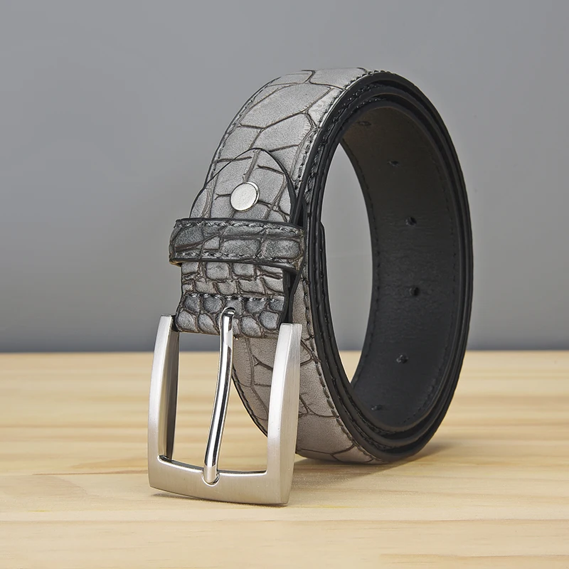 Men imitation alligator belt, fashion trend jeans wear, send husband to father\'s first choice