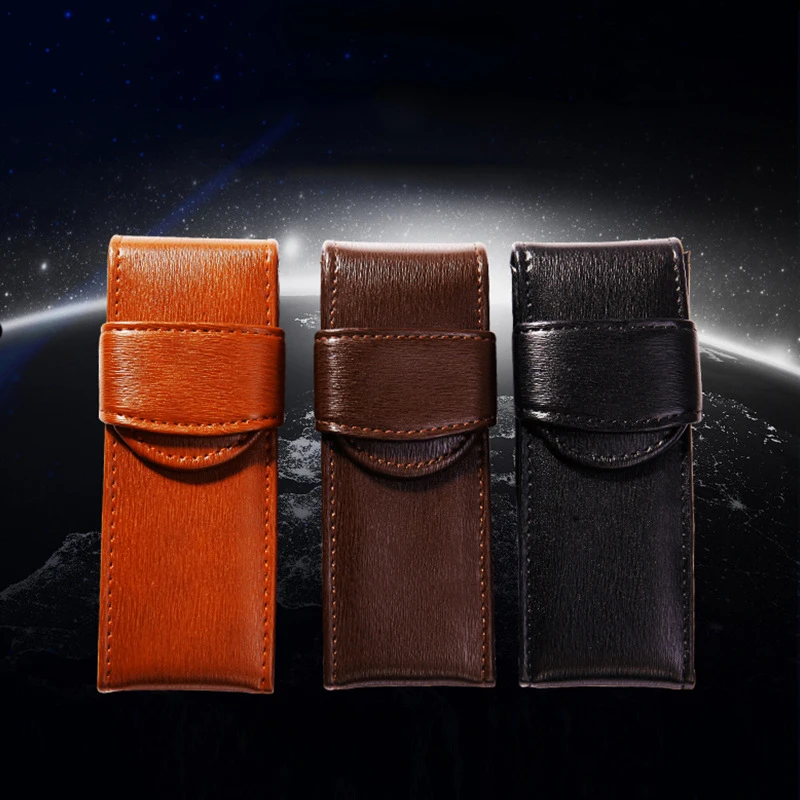 Portable PU Leather Pen Case Vintage Business Pen Bag for Pencils Ballpoints and Fountain Pens