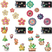 6-piece DIY diamond painting art set car accessories, mandala, Christmas style, succulent plant pattern car accessories
