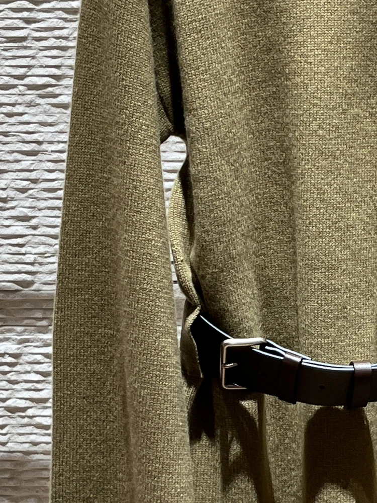 Rétro Sle Tricoté Slim Fit Long Sve Wrap Ne Dr Taille haute A-Line Dr Respirant Confortable Automne Hiver Nouveau Arr...