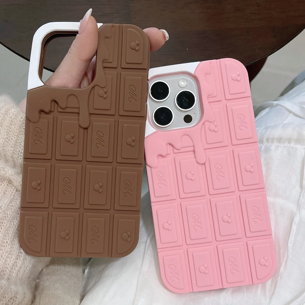

3D Chocolate ice Cream Soft Silicone Phone Case for iPhone 12 13 14 15 16 Pro Max Anti-drop Cute Cover Cellphone Accessories