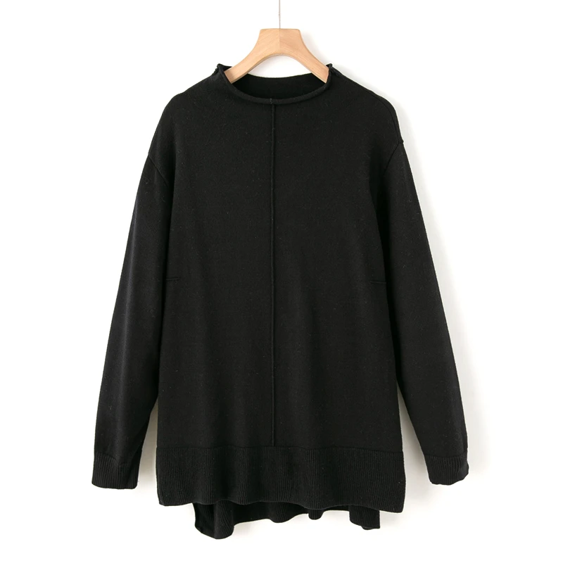 

Новое весеннее поступление, женский вязаный длинный свитер Sve f с высоким воротником, простой свитер без рукавов, милый круглый цельный свитер