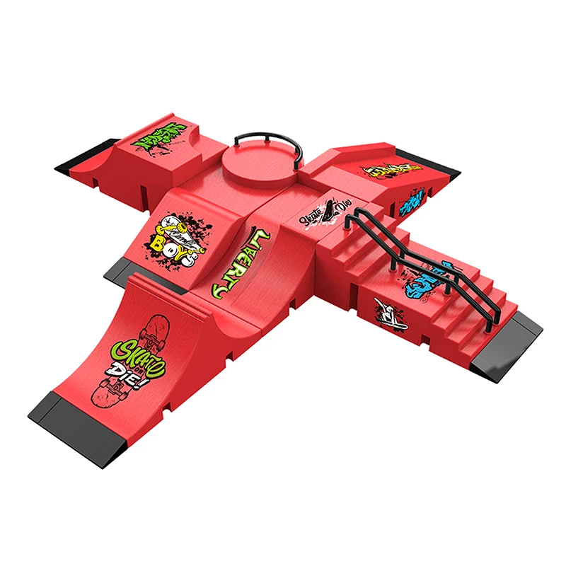 1 セットミニ指先スケートボードキット子供指スポーツおもちゃ指スケートボードゲームパークサイトステップランプシーン小道具ギフト