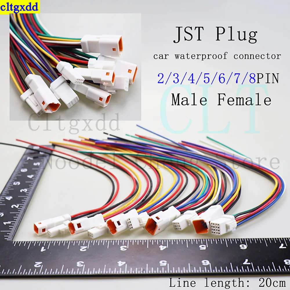 

Cltgxdd 1piece 2P/3P/4P/6P/8P 0.6mm JST plug automotive waterproof connector plug male and female with cable JST JWPF electrical