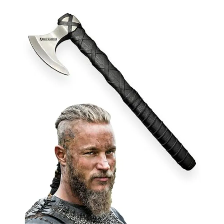 

[] Ragnar Lothbrok Viking Axe Hand Forged Carbon Steel Viking Axe Camping Axe Berserker Axe, Large Norse Axe, Scandinavian Doub
