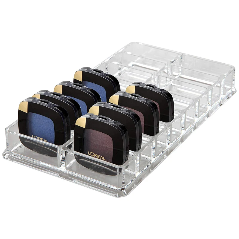 Transparent Acrylic 16 Grids Makeup Organizer Makeup Powder Storage Box Lipstick Makeup Brushes Holder Eye Shadow Cosmetic Box