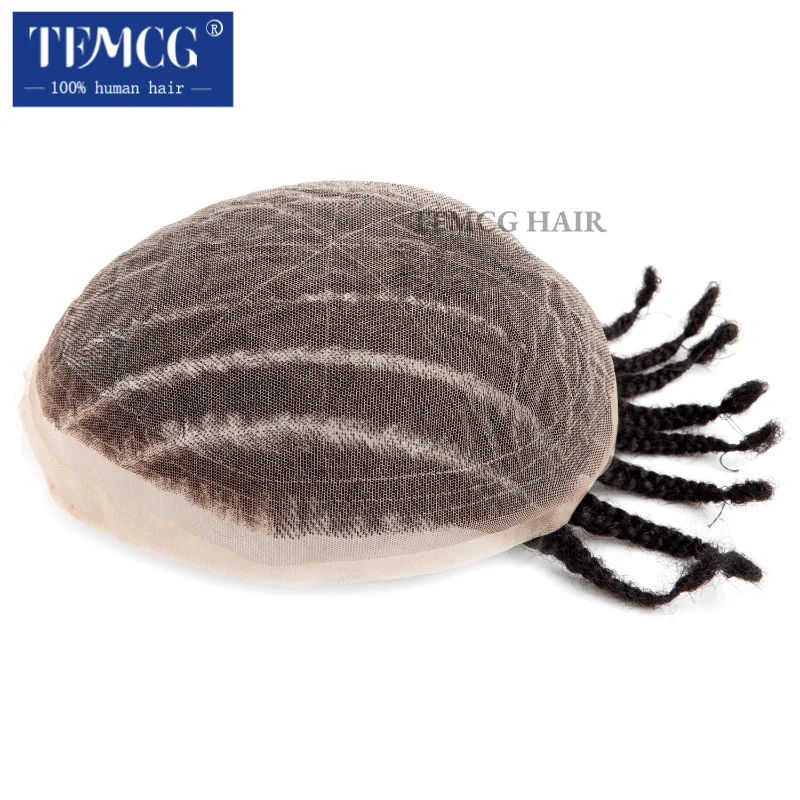 Male Hair Prosthesis 8 Cornrow Braids Toupee For Men and Women Men\'s Capillary Prothesis Breathable Full Lace 100% Human Hair