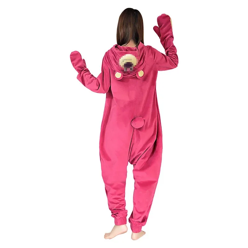 Disfraz de Cosplay de oso rosa Lotso de la película, pijama rosa, disfraz de Carnaval de Halloween, ropa personalizada de oso Lotso