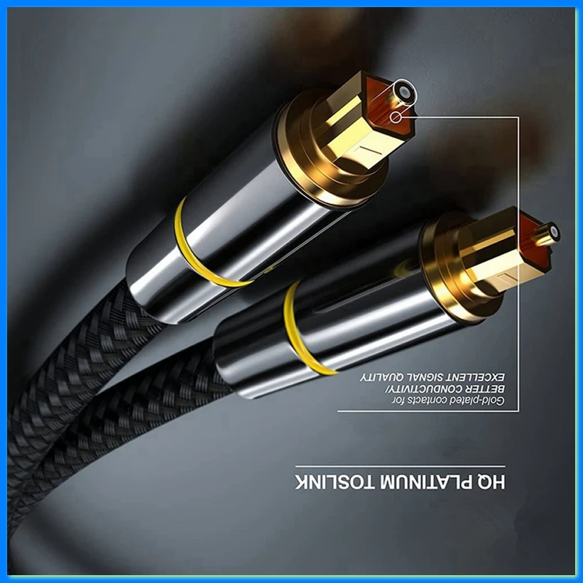 Digital Optical Audio Cable 2m Output Cable Amplifier Speaker 5.1 Channel Optical Fiber Connection Cable Nylon Braided-PZZW