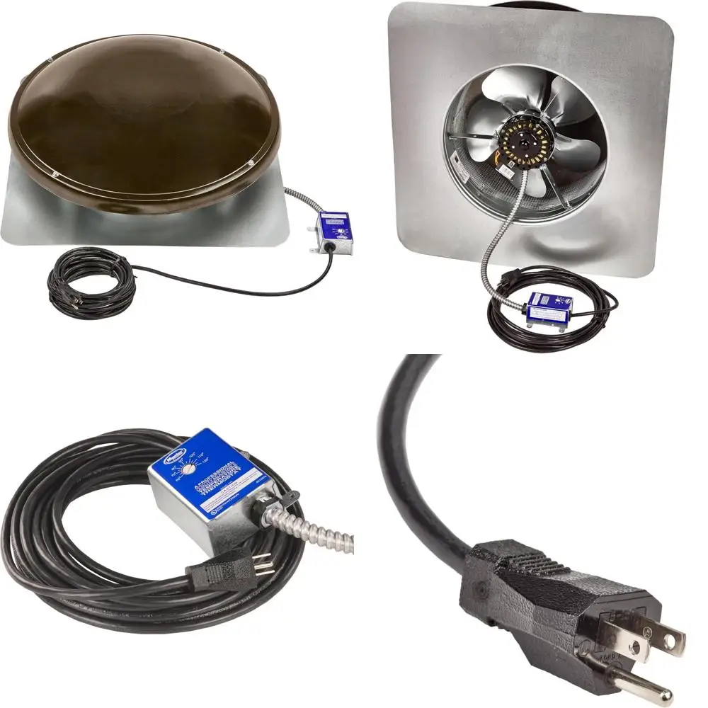 Sistema di ventilazione soffitta plug-in EZ Cool - 1050 CFM, ideale per spazi fino a 2000 mq. Piede, installazione semplice, stile legno stagionato