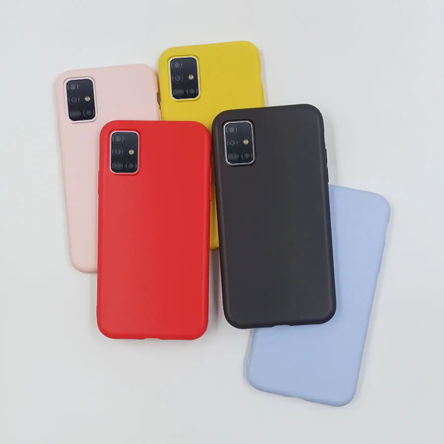 For Samsung A51 A71 Case Pink Red Yellow Silicone Cute Matte Case For Samsung GalaxyA51 A71 4G A515F A715F A 51 A 71 Phone Cover