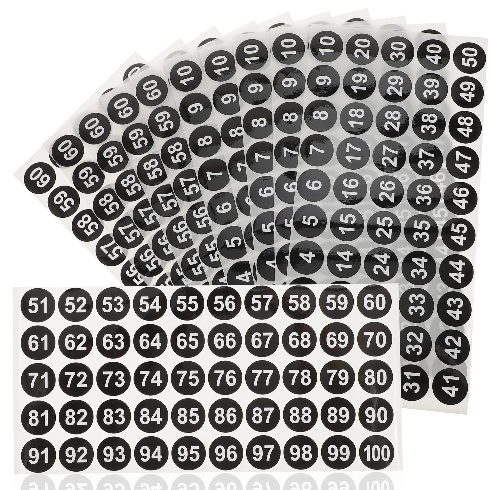 Picture 4: 20 Sheets Round Serial Number Labels Premium Paper Self Adhesive for Classroom Book Sorting Office Supply Storage Boxes Party