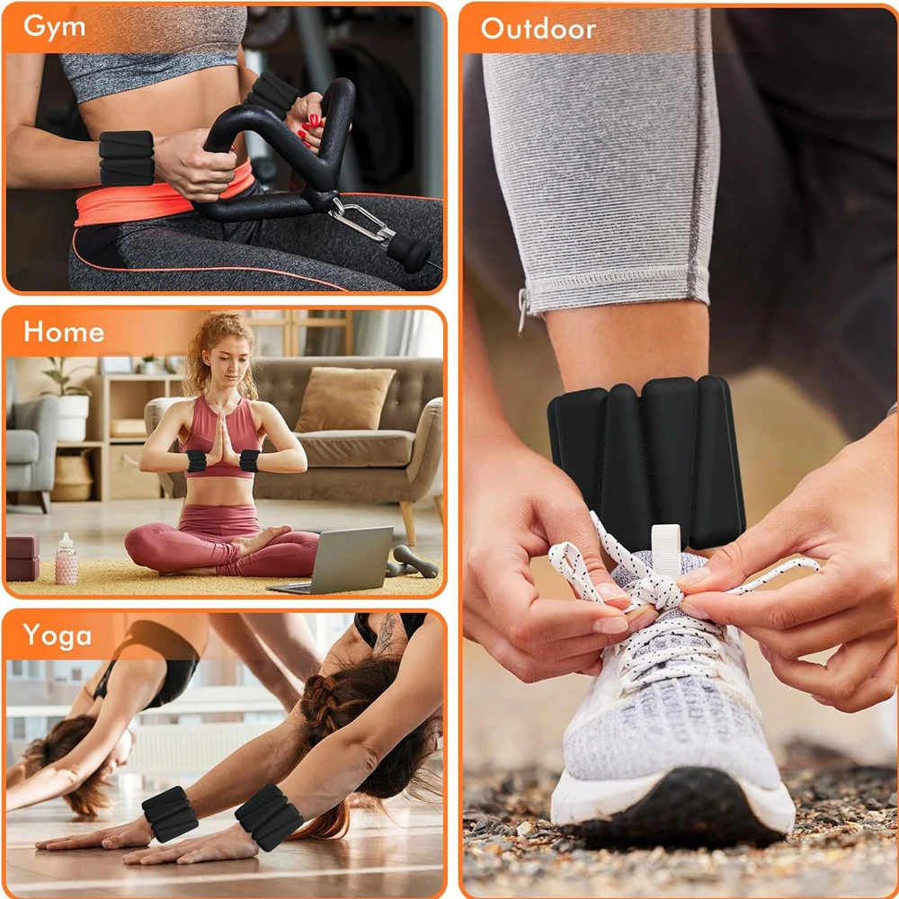 1 Paar Knöchelgewichte für Frauen, 2 Pfund/4 Pfund verstellbare Handgelenk- und Armgewichte für Frauen und Männer, Yoga-Training, Walking, Joggen, Aerobic – Detail 9