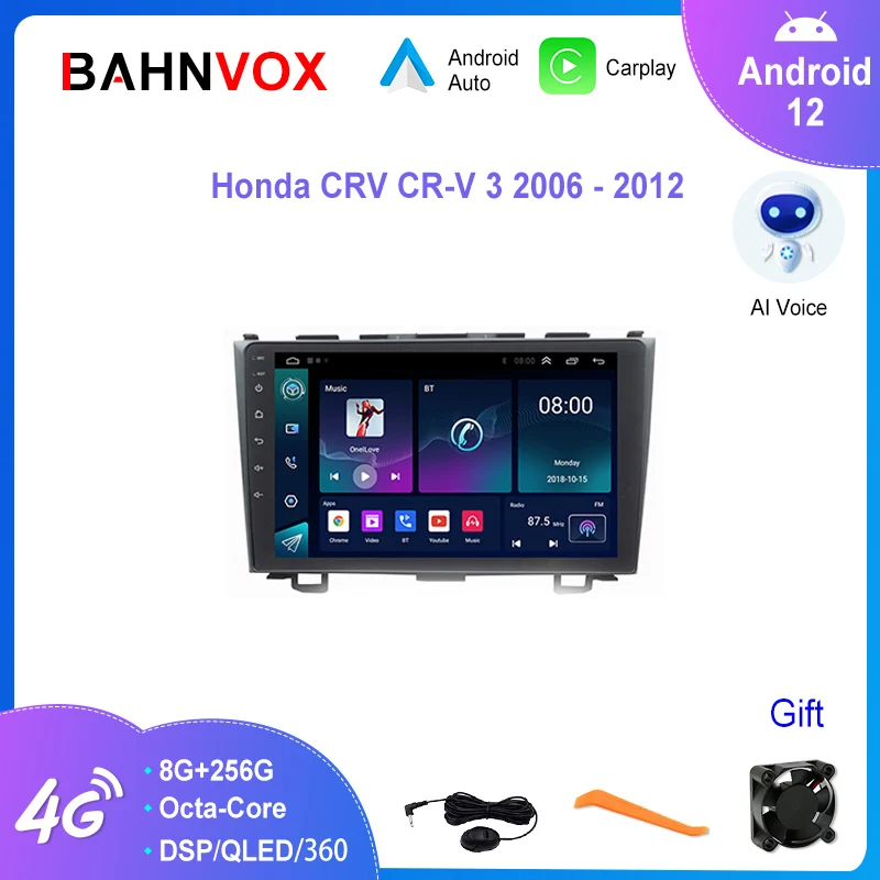 

9" Android 12 Car Radio for Honda CRV CR-V 3 2006 2012 AUTO Multimedia Video Player Carplay GPS Navigation Stereo Screen