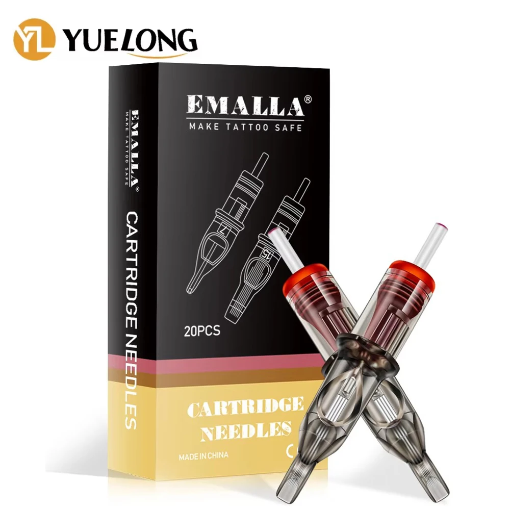 

EMALLA 20PCS Gray Tattoo Cartridge Needle 5/7/9/11/13/15RM Permanent Eyebrow Lip Makeup Cartridge Needles for Tattoo Machine Pen