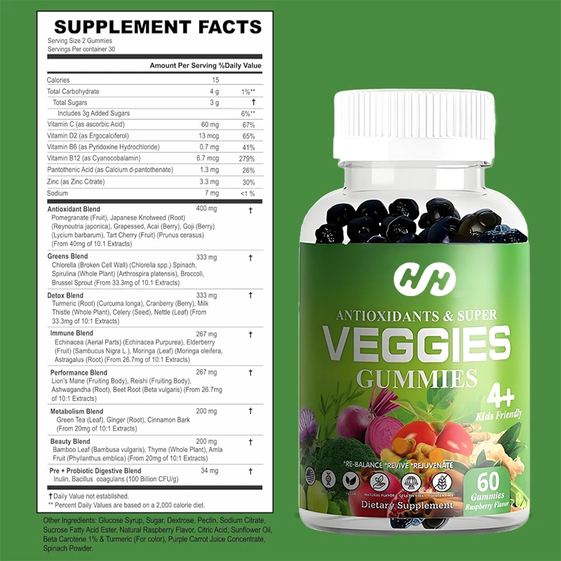 Using Genuine Super Vegetable Flavorful Gummie Supplement (60 Gummies), 30 Vegetable Vitamins, Non Genetically Modified