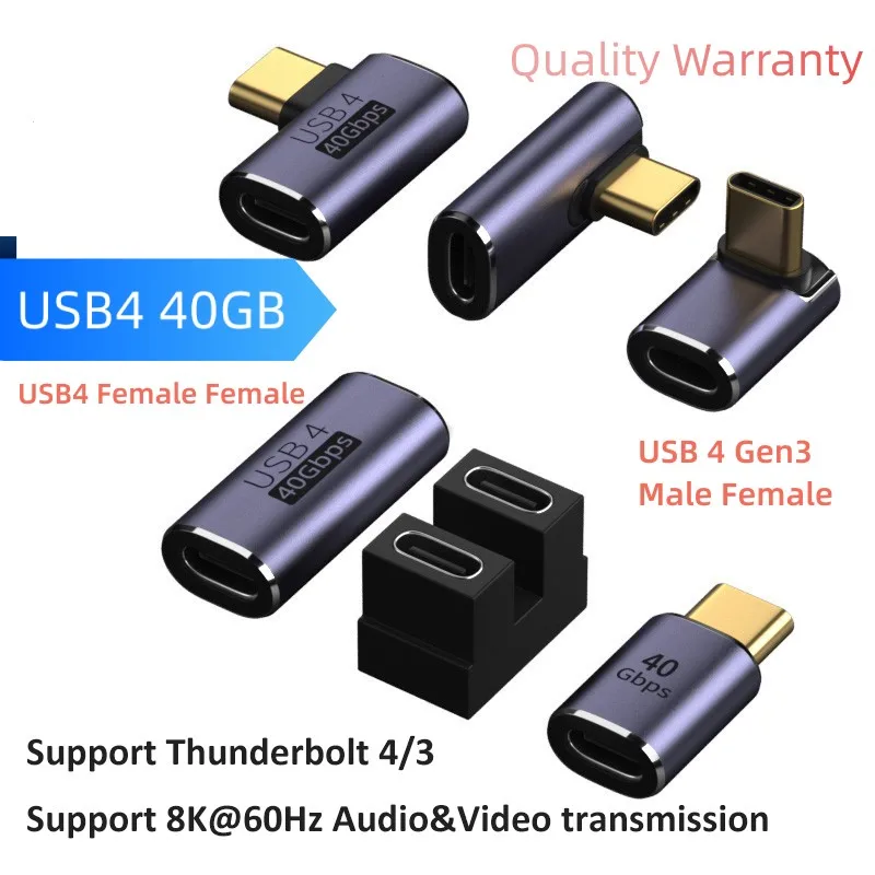 Multiple USB C F Adapter L Shape Angle Elbow Adapter USB C Female Type C Male 40Gbps Speed Data Adapter Converter Thunderbolt