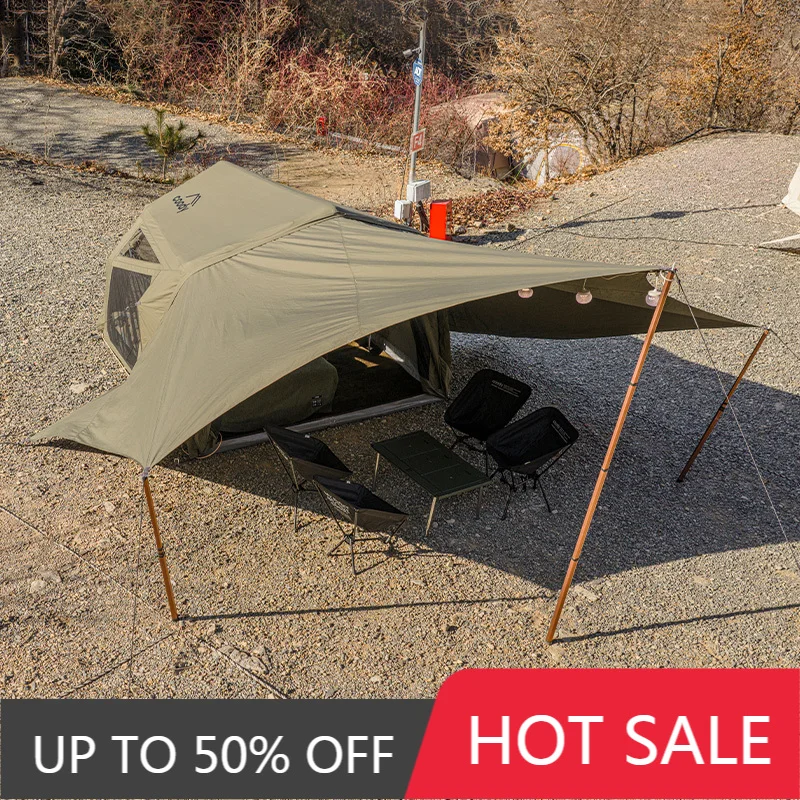 Army Green Coody Yustona 4-Season Cotton Inflatable Tent Spacious Shelter For 2-4 People Outdoor Camping