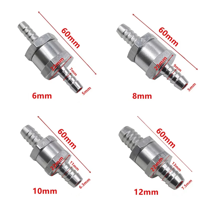6MM 8MM 10MM 12MM 14MM Aluminium One Way Non Return Check Valve for Fuel Petrol Diesel Oil Water