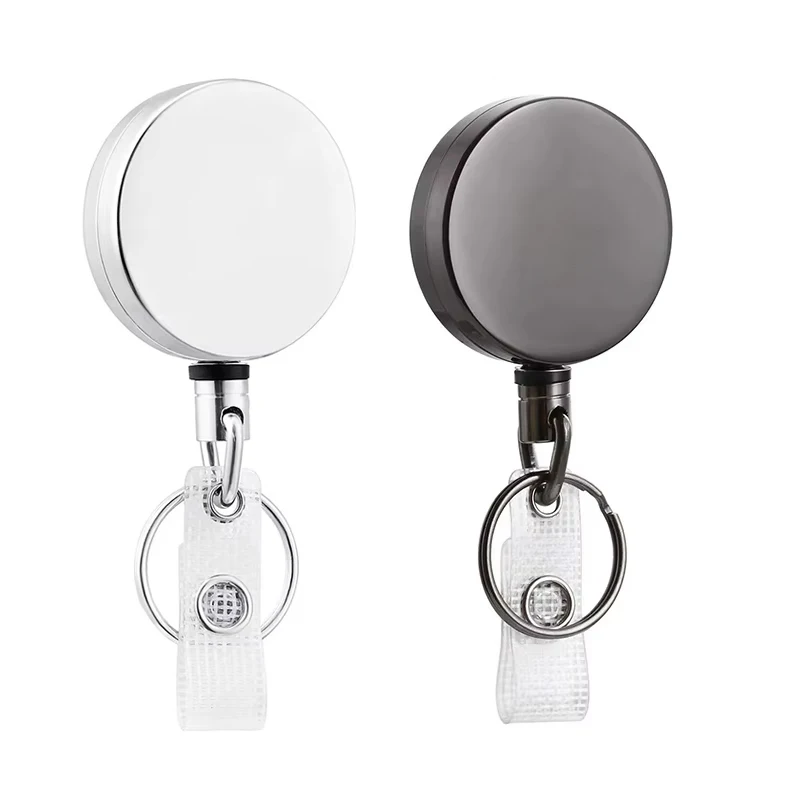 Heavy Duty Retractable Metal Wire Keychain Pull Badge Reel ID Lanyard Name Tag Card Badge Holder Reel Key Ring Outdoor Tool