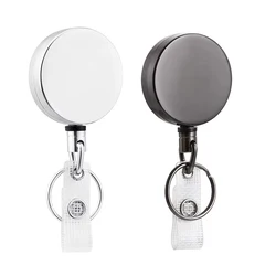 1/2PCS Heavy Duty Retractable Metal Wire Keychain Pull Badge Reel ID Lanyard Name Tag Card Badge Holder Reel Key Ring