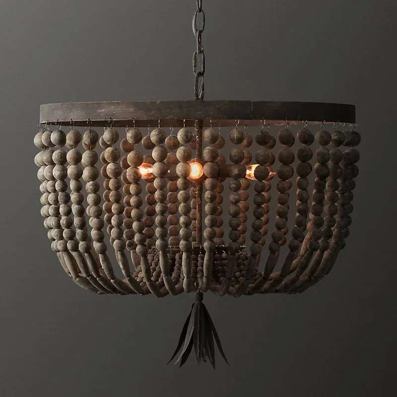 wooden/beaded chandelier retro/industrial/french chandelier light fittings for living/dining room shopping  люстра потолочная