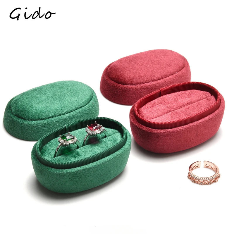 Oval Couple Rings Velvet Jewelry Box Flannelette Ring Box Earrings Jewelry Small Studs Box Manufacturers