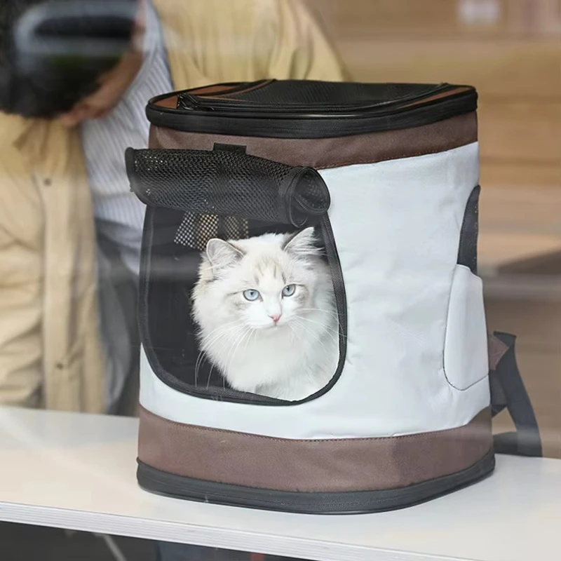 

Adjustable Classic Style Pet Carrier Portable Folding Dog Backpack Zipper Closure Oxford Material Small Dog Cat Travel Carrier