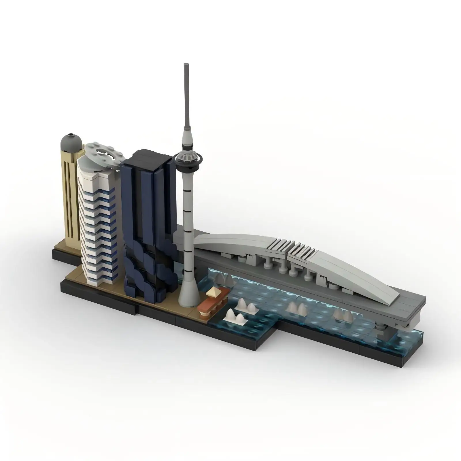 MOC 都市建築ストリートビューシリーズオクランドスカイラインビルディングブロックモデル DIY キッズパズル組立玩具大人の誕生日ギフト