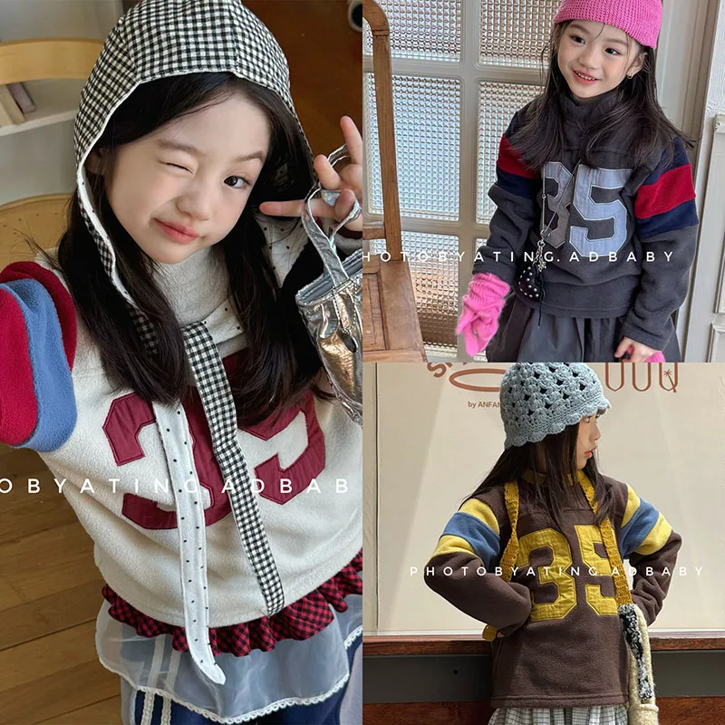 1-6Y Boys Hooded Sweatshirts Trendy Beige Kids Tops for Girls Fashionable Autumn ChildrenSweashirts