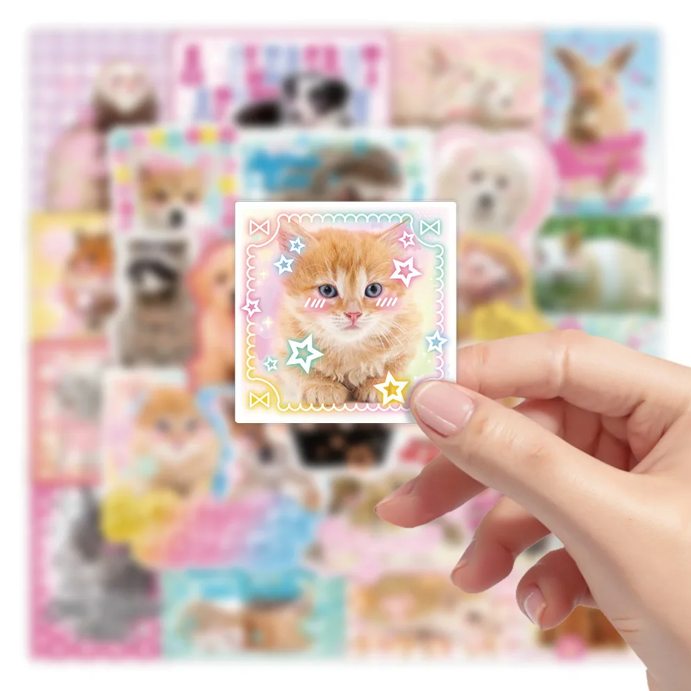 

50 шт., ретро милые мультяшные наклейки для скрапбукинга, каваи, щенок, котенок, кролик, журнал, наклейка, сделай сам, декор, канцелярские принадлежности, чехол для телефона, наклейка