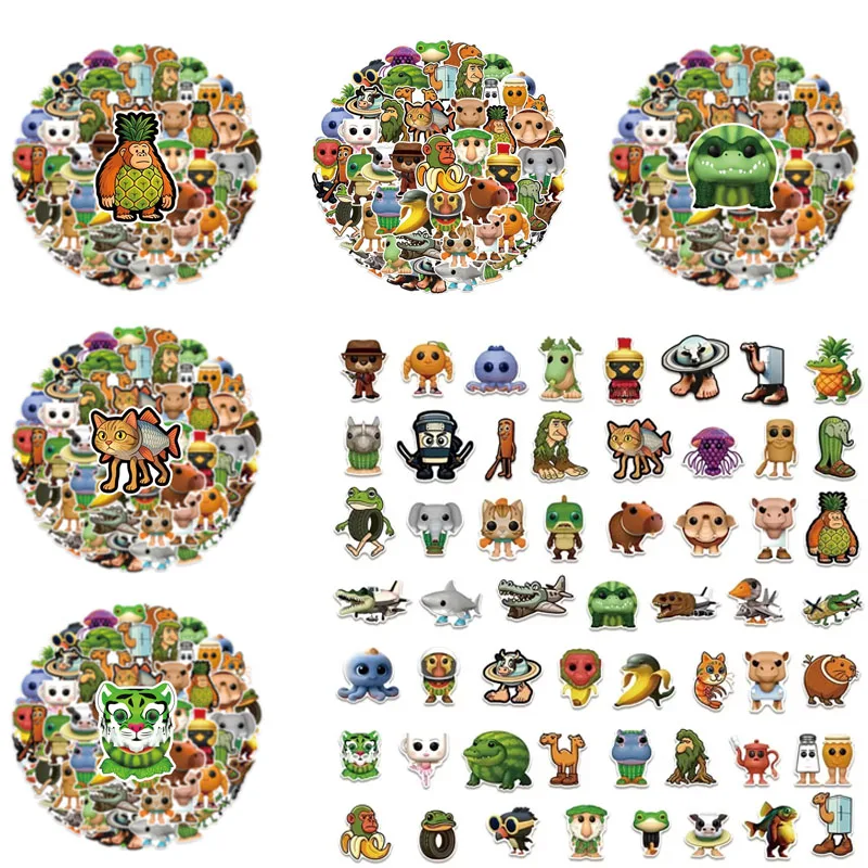 55pcs Classic of Mountains and Seas Abstract Stickers Tung Tung Sahur Italian Brainrot Tralalero Tralala Waterproof Stickers