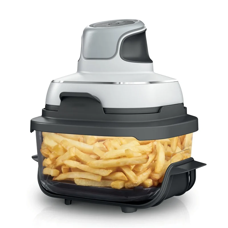 5-In-1 Portable Glass Air Fryer with Baking Function, 4QT 2.5QT 6 Cup Container, Fresh Plate, Storage Cover, Microwave Oven