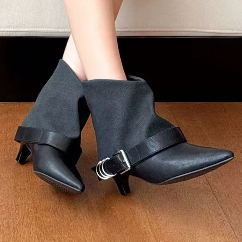

Ankle Women's Boots Designer Mid Heels Shoes Pointed Toe Fashion Woman Winter Boots 2025 Winter Luxury Chelsea Boots De Mujer
