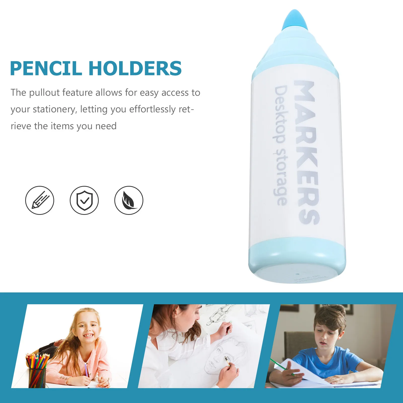 Pull-Out Desktop Pencil Holder with Protective Lid Large Capacity Pen Cup for Students Teachers Office Desk Essentials