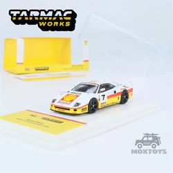 Tarmac Works x IXO 1:64 F40 GT YellowWhite #7 Diecast Model Car