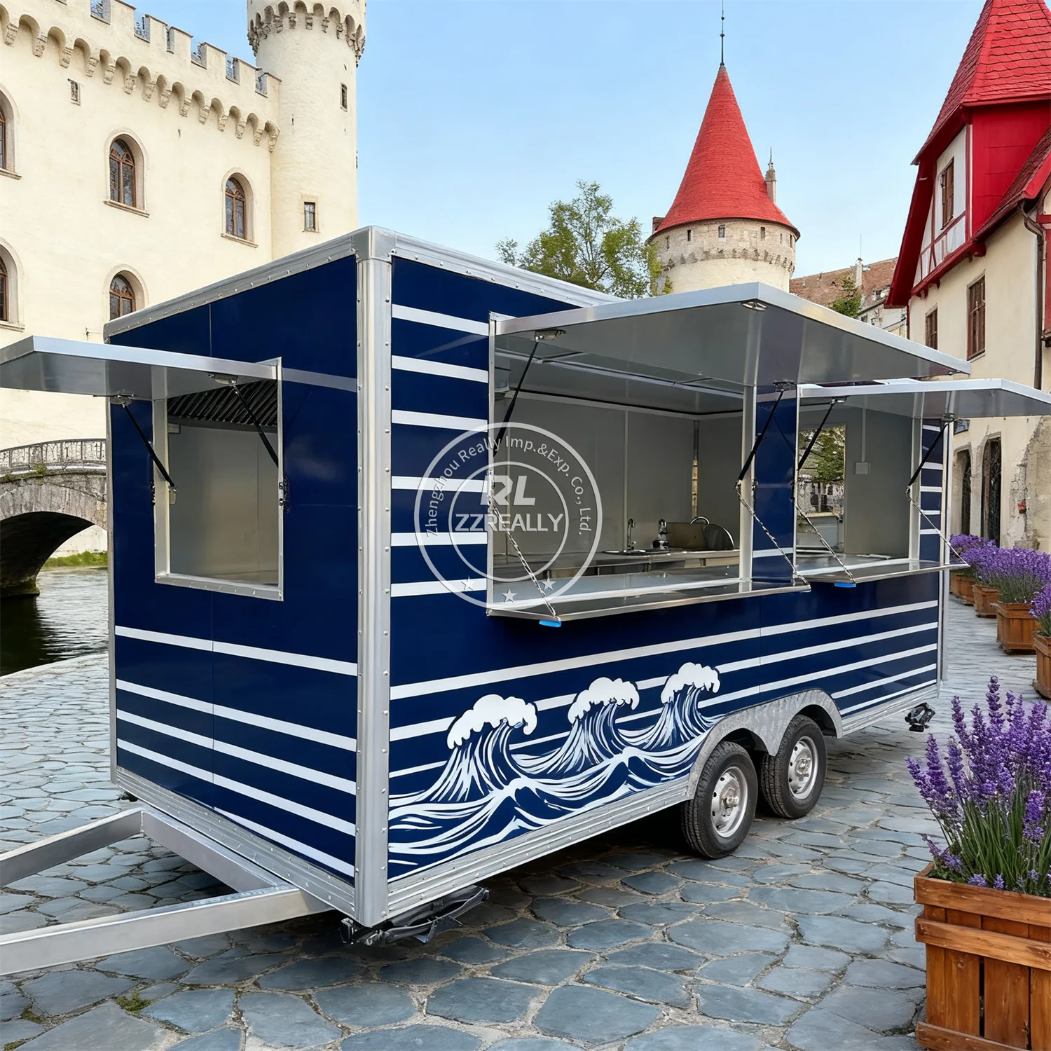 

Customized Food Trailer With Full Kitchen Street Mobile Hamburg Ice Cream Cart Food Truck Trailer Fully Equipped