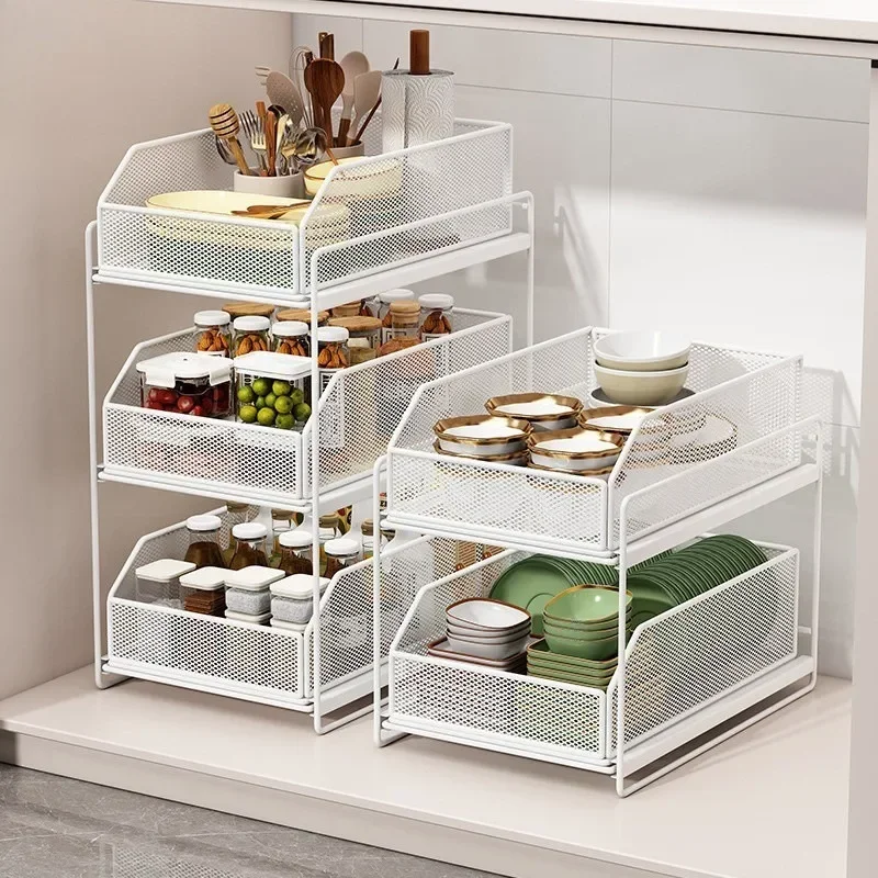 Kitchen rack, underwater pull-out storage basket, drawer built-in home