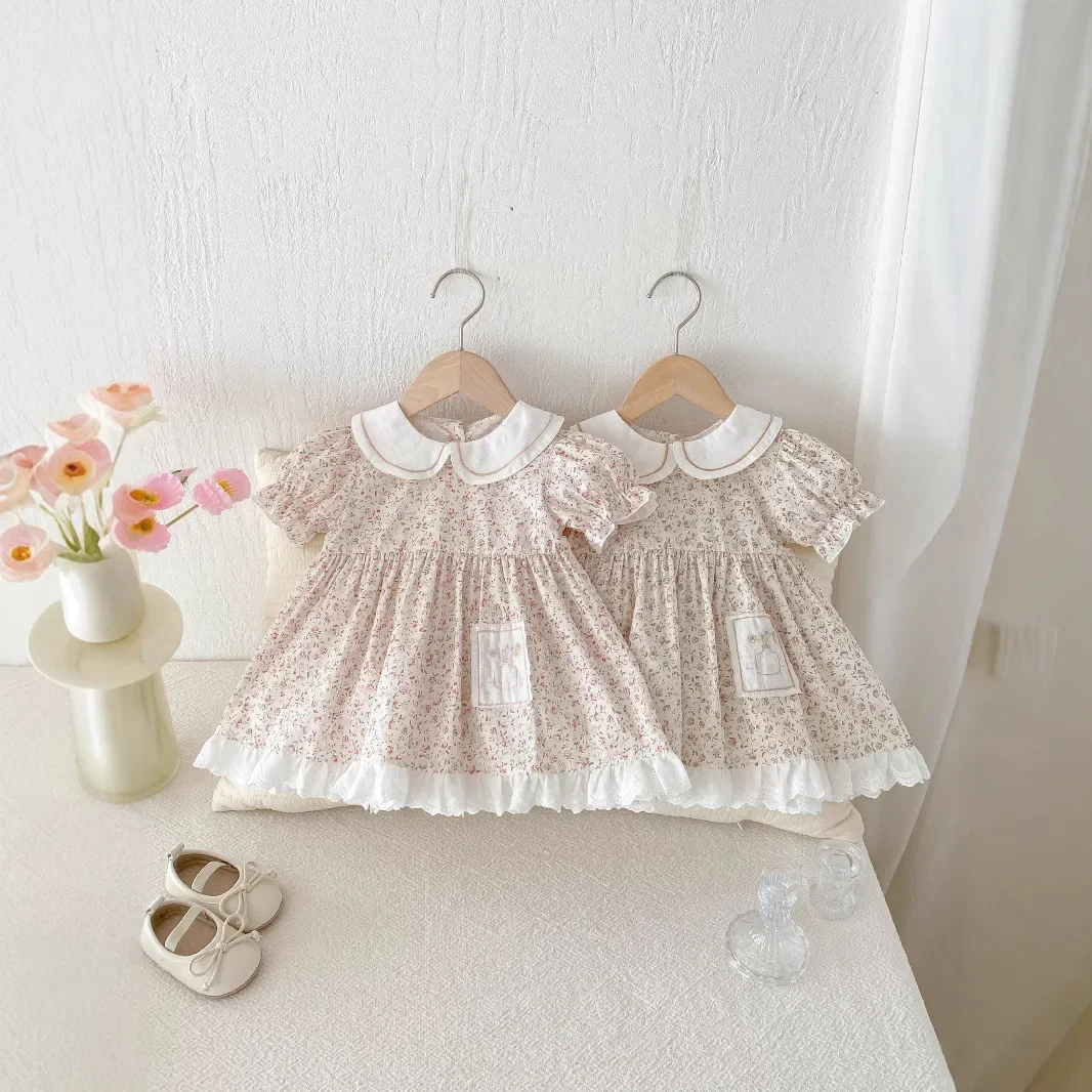 Girls' Dress Summer Dress 2025 New Stylish Children's Floral Princess Dress Baby Baby One Year Old Dress Summer