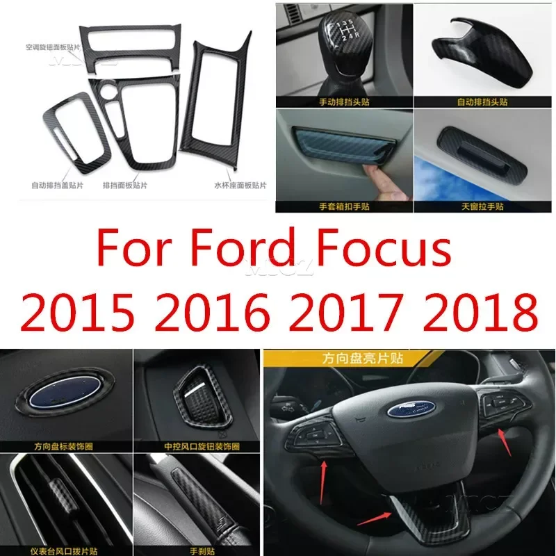 For Ford Focus 2015-2018 High-quality ABS Carbon Fiber Interior Trim Sequins, Dashboard Trim Car-styling