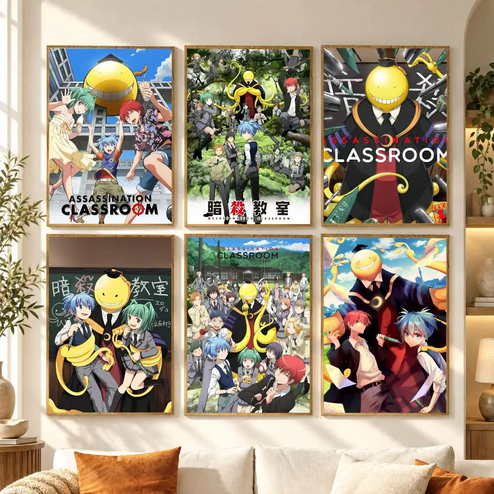 Action School Anime Assassination Classroom Poster Premium Modern Waterproof Wall Art Pictures for Bedroom Living Room Bar Decor