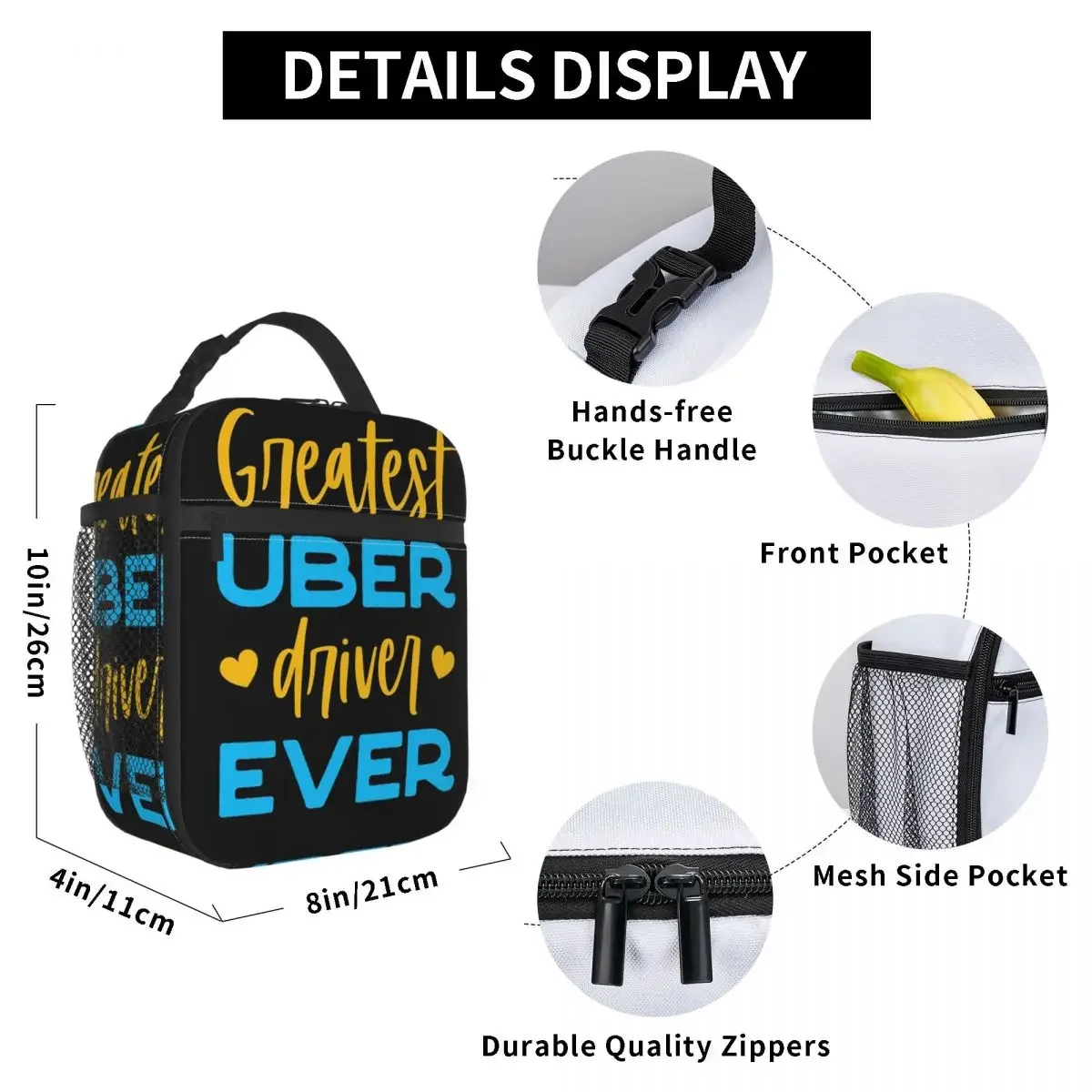 Greatest Uber Eats Driver Ever Rideshare Car Driving Insulated Lunch Bag Cooler Thermal Food Box Tote Portable Lunch Boxes