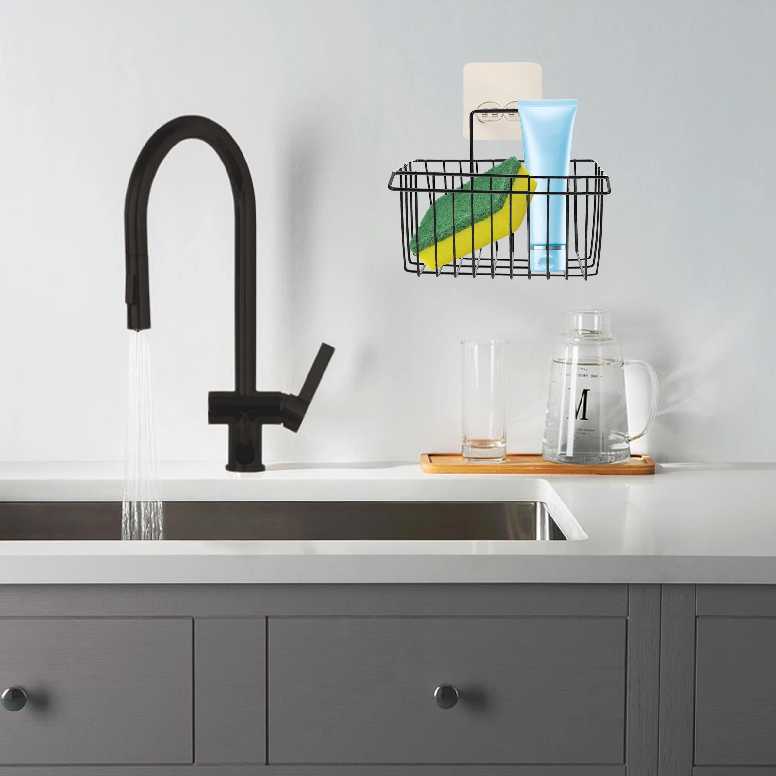

Iron Sink Drain Rack for Kitchen Storage Basket Sponge Hanging Organizer Baskets