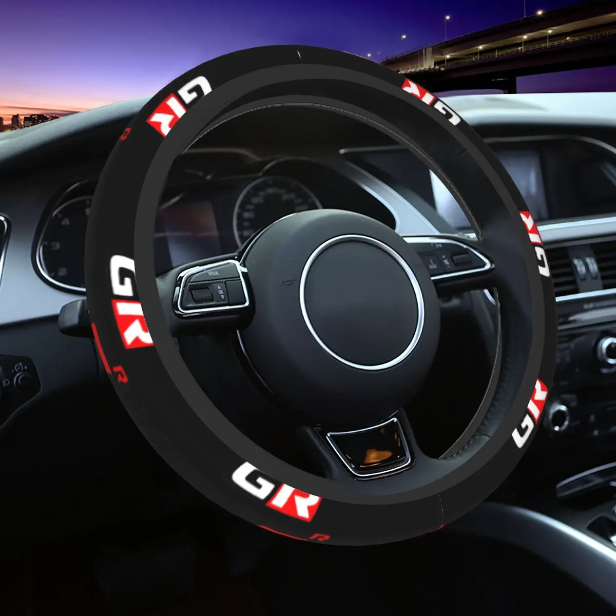 

Car Steering Wheel Cover TG-SR-Racing With Passion Car Covers Suite Elastic Print Automotive Supplies for 14.5-15Inches