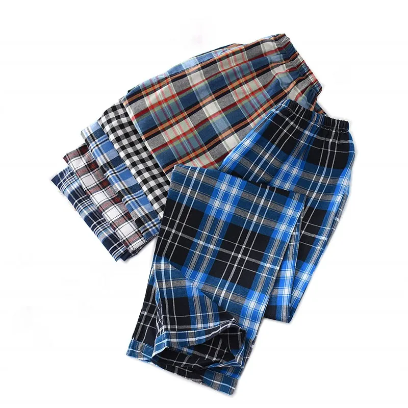 Wiosenne jesienne męskie 100% bawełniane spodnie do spania męski Top jakości spodnie męskie Casual luźna w kratę majtki domowe Plus Size Pantalone XXXL